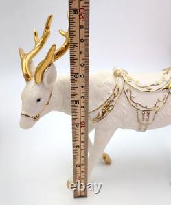 Grandeur Noel Porcelain Santa, Sleigh Set & ONE Reindeer 2001 Collectors Edition