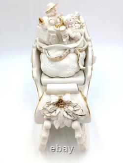 Grandeur Noel Porcelain Santa, Sleigh Set & ONE Reindeer 2001 Collectors Edition