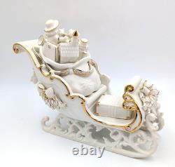 Grandeur Noel Porcelain Santa, Sleigh Set & ONE Reindeer 2001 Collectors Edition