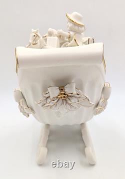Grandeur Noel Porcelain Santa, Sleigh Set & ONE Reindeer 2001 Collectors Edition