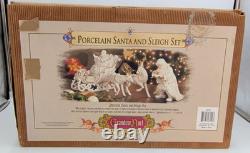 Grandeur Noel Porcelain Santa, Sleigh Set & ONE Reindeer 2001 Collectors Edition