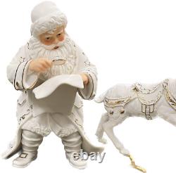 Grandeur Noel Porcelain Santa & Sleigh Set withReindeer 2001 Collector Edition