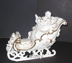 Grandeur Noel Porcelain Santa & Sleigh with Reindeer Set (2001) 4 Piece Orig Box