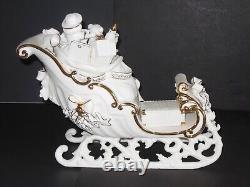 Grandeur Noel Porcelain Santa & Sleigh with Reindeer Set (2001) 4 Piece Orig Box