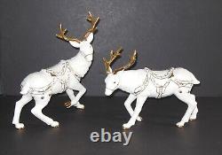 Grandeur Noel Porcelain Santa & Sleigh with Reindeer Set (2001) 4 Piece Orig Box