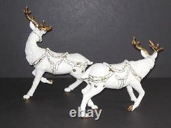 Grandeur Noel Porcelain Santa & Sleigh with Reindeer Set (2001) 4 Piece Orig Box