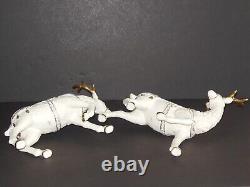 Grandeur Noel Porcelain Santa & Sleigh with Reindeer Set (2001) 4 Piece Orig Box