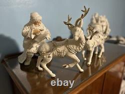 Grandeur Noel Porcelain Santa Sleigh with Reindeers CHRISTMAS Collectors Edition