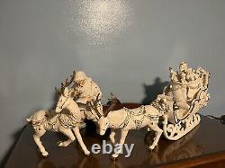 Grandeur Noel Porcelain Santa Sleigh with Reindeers CHRISTMAS Collectors Edition