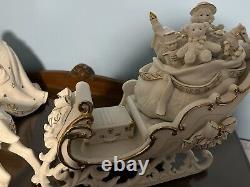 Grandeur Noel Porcelain Santa Sleigh with Reindeers CHRISTMAS Collectors Edition