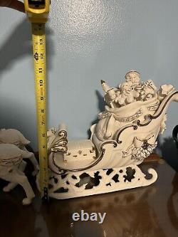 Grandeur Noel Porcelain Santa Sleigh with Reindeers CHRISTMAS Collectors Edition