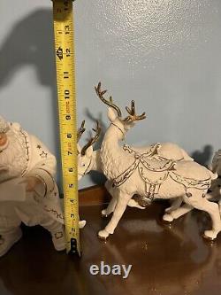 Grandeur Noel Porcelain Santa Sleigh with Reindeers CHRISTMAS Collectors Edition