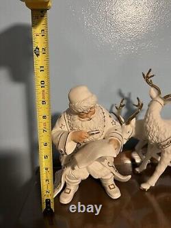 Grandeur Noel Porcelain Santa Sleigh with Reindeers CHRISTMAS Collectors Edition