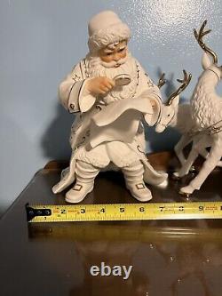 Grandeur Noel Porcelain Santa Sleigh with Reindeers CHRISTMAS Collectors Edition