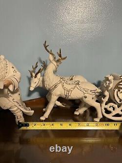 Grandeur Noel Porcelain Santa Sleigh with Reindeers CHRISTMAS Collectors Edition
