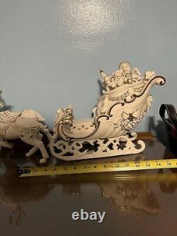 Grandeur Noel Porcelain Santa Sleigh with Reindeers CHRISTMAS Collectors Edition