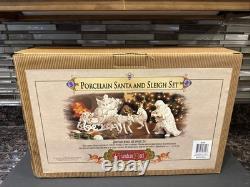 Grandeur Noel Porcelain Santa Sleigh with Reindeers Set 2001 Collectors Edition