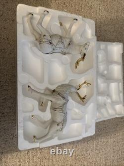 Grandeur Noel Porcelain Santa Sleigh with Reindeers Set 2001 Collectors Edition