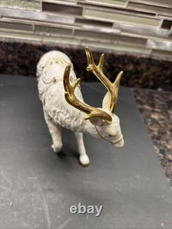 Grandeur Noel Porcelain Santa Sleigh with Reindeers Set 2001 Collectors Edition