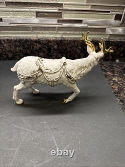 Grandeur Noel Porcelain Santa Sleigh with Reindeers Set 2001 Collectors Edition