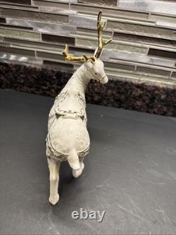 Grandeur Noel Porcelain Santa Sleigh with Reindeers Set 2001 Collectors Edition