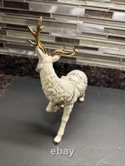 Grandeur Noel Porcelain Santa Sleigh with Reindeers Set 2001 Collectors Edition