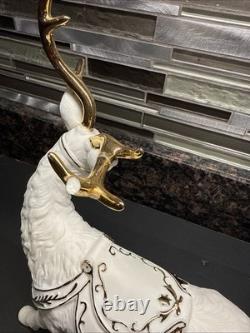 Grandeur Noel Porcelain Santa Sleigh with Reindeers Set 2001 Collectors Edition