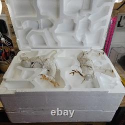 Grandeur Noel Porcelain Santa and Sleigh Set Box Reindeer 2001 Collectors READ