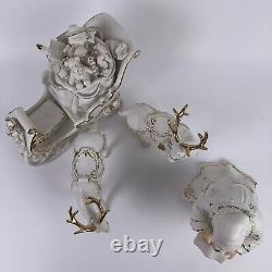 Grandeur Noel Porcelain Santa and Sleigh Set Reindeer Collectors Edition 2001