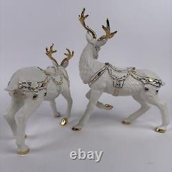 Grandeur Noel Porcelain Santa and Sleigh Set Reindeer Collectors Edition 2001