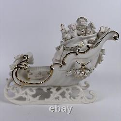 Grandeur Noel Porcelain Santa and Sleigh Set Reindeer Collectors Edition 2001