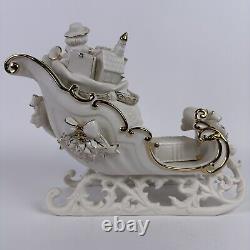 Grandeur Noel Porcelain Santa and Sleigh Set Reindeer Collectors Edition 2001