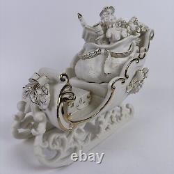 Grandeur Noel Porcelain Santa and Sleigh Set Reindeer Collectors Edition 2001