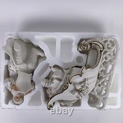 Grandeur Noel Porcelain Santa and Sleigh Set Reindeer Collectors Edition 2001