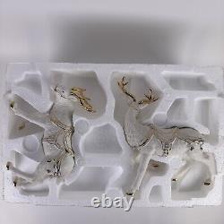 Grandeur Noel Porcelain Santa and Sleigh Set Reindeer Collectors Edition 2001