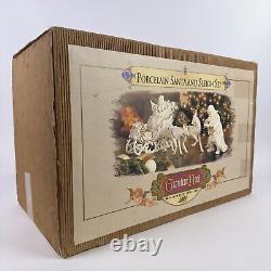 Grandeur Noel Porcelain Santa and Sleigh Set Reindeer Collectors Edition 2001