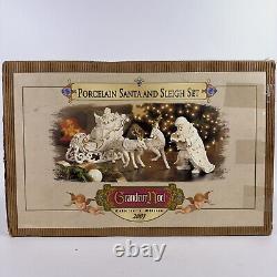 Grandeur Noel Porcelain Santa and Sleigh Set Reindeer Collectors Edition 2001