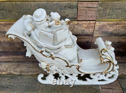 Grandeur Noel Porcelain Santa and Sleigh Set withReindeer 2001 Collector's Edition