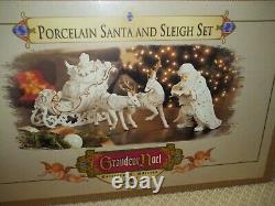 Grandeur Noel Porcelain Santa and Sleigh Set with Reindeer 2001 Collectors Edition