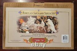 Grandeur Noel Porcelain Santa and Sleigh Set with Reindeer 2001 Collectors Edition