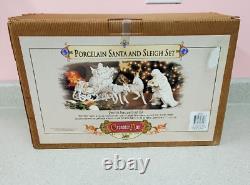Grandeur Noel Porcelain Santa and Sleigh Set with Reindeer 2001 Collectors Edition