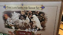 Grandeur Noel Porcelain Santa and Sleigh Set with Reindeer 2001 Collectors Edition