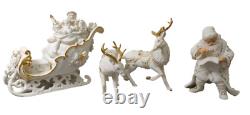Grandeur Noel Porcelain Santa and Sleigh Set with Reindeer 2001 Collectors Edition
