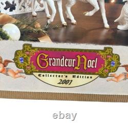 Grandeur Noel Porcelain Santa and Sleigh Set with Reindeer 2001 Collectors Edition