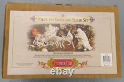 Grandeur Noel Porcelain Santa and Sleigh Set with Reindeer 2001 Collectors Edition