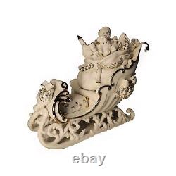 Grandeur Noel Porcelain Santa and Sleigh Set with Reindeer 2001 Collectors Edition