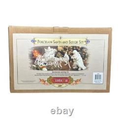 Grandeur Noel Porcelain Santa and Sleigh Set with Reindeer 2001 Collectors Edition
