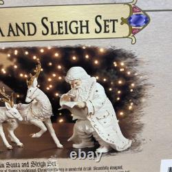 Grandeur Noel Porcelain Santa and Sleigh Set with Reindeer 2001 Collectors Edition