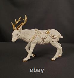 Grandeur Noel Porcelain Santa and Sleigh Set with Reindeer 2001 Collectors Edition