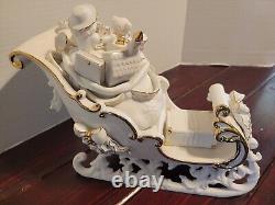Grandeur Noel Porcelain Santa and Sleigh Set with Reindeer 2001 Collectors Edition